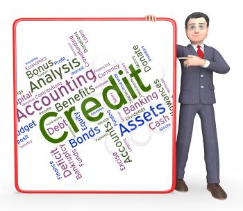 Credit Word Representing Paying Shopping And Owe 