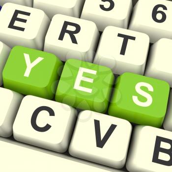 Yes Computer Keys In Green Showing Approval And Support