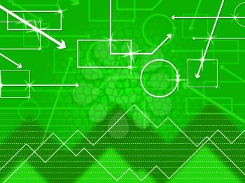 Green Shapes Background Showing Rectangular Oblong And Spikes

