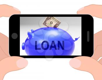 Loan Piggy Bank Displaying Money Loaned And Financing