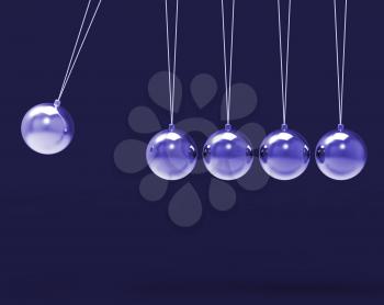 Five Silver Newtons Cradle Showing Blank Spheres Copyspace For 5 Letter Word