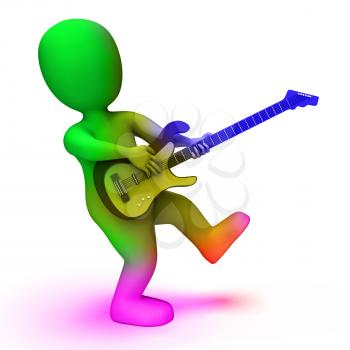 Rock Guitarist Showing Music Guitar Playing And Character