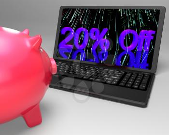 Twenty Percent Off On Laptop Shows Discounts And Bonuses