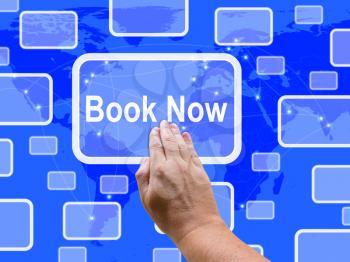Book Now Touch Screen Showing Hotel Or Flights Reservation