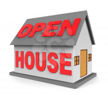 Open House Indicating Real Estate And Sell 3d Rendering