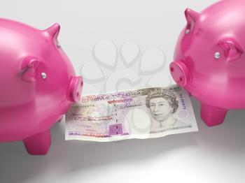 Piggybanks Fighting Over Money Shows Economics Or Finances