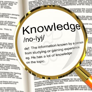 Knowledge Definition Magnifier Shows Information Intelligence And Education