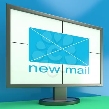 New Mail Envelope On Monitor Showing Received Mails And Online Post