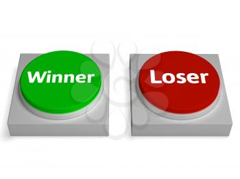Winner Loser Buttons Showing Gambling Or Betting