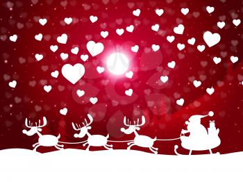 Reindeer Snow Indicating Santa Claus And Elk