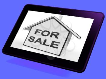 For Sale House Tablet Meaning Selling Or Auctioning Home