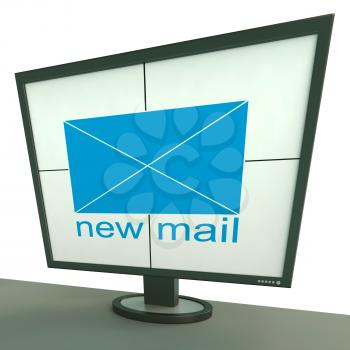 New Mail Envelope On Monitor Shows New Messages Or Correspondence
