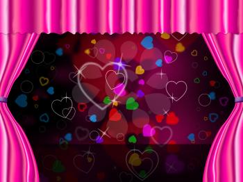 Copyspace Heart Showing Theater Stage And Romance