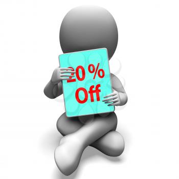 Twenty Percent Off Tablet Meaning 20% Discount Or Sale Online