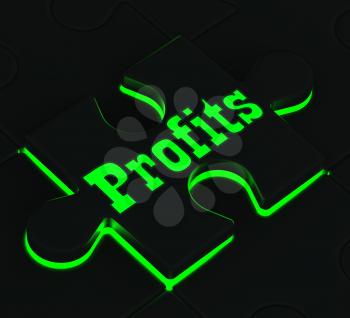 Profits Glowing Puzzle Showing Monetary Incomes And Earnings