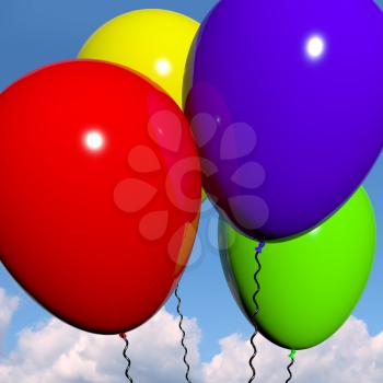 Festive Colorful Balloons In The Sky For Birthday And Anniversary Celebrations