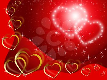 Twinkling Hearts Background Showing Lover And Fondness

