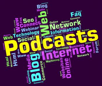 Podcast Word Indicating Streaming Broadcasts And Words 