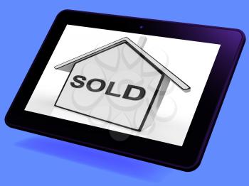 Sold House Tablet Showing Purchase Of Home Or Property