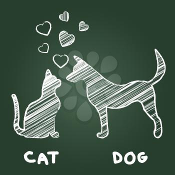 Pets Love Meaning Domestic Cat And Puppy