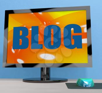 Blog On Monitor Showing Blogging Or Weblog Online