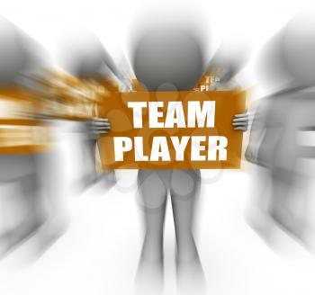 Characters Holding Team Player Signs Displaying Teamwork Partnership Or Teammate