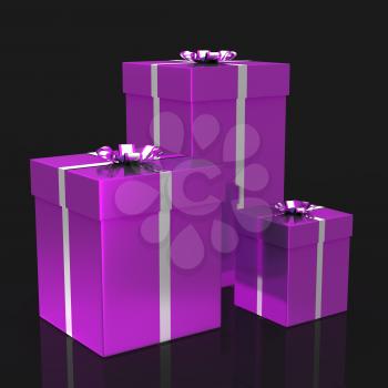 Celebration Giftboxes Showing Joy Cheerful And Wrapped