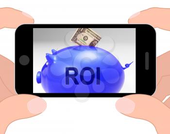 ROI Piggy Bank Displaying Investors Return And Income