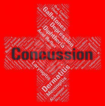 Concussion Word Representing Brain Injury And Unconscious