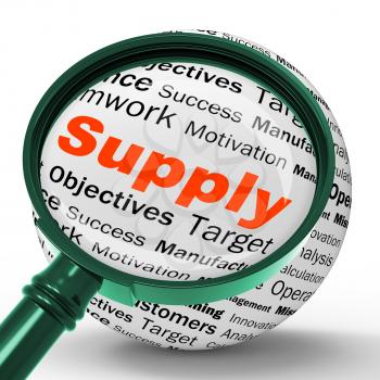 Supply Magnifier Definition Showing Goods Provision Or Product Demand