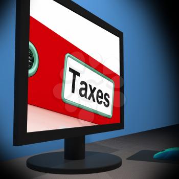 Taxes On Monitor Showing Taxation Or Payable Fees