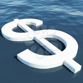 Dollar Floating Showing Money Wealth Or Earning