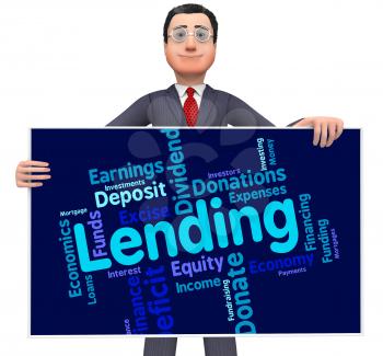 Lending Word Representing Bank Loan And Loaning 