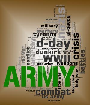 Army Word Representing Armed Services And Fights