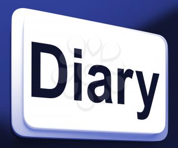 Diary Button Showing Online Planner Or Schedule