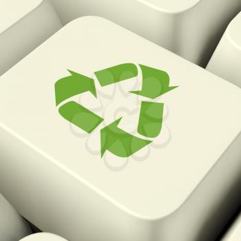 Recycle Icon Computer Key In Green Showing Recycling And Eco Friendliness