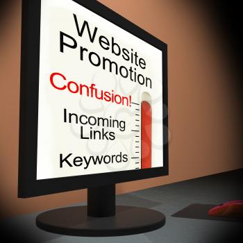 Website Promotion On Monitor Showing Online Marketing And Advertisement