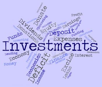 Investments Word Showing Shares Wordcloud And Portfolio 