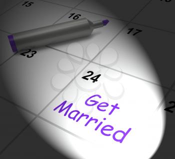 Get Married Calendar Displaying Wedding Day And Vows