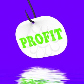 Profit On Hook Displaying Financial Incomes Growth And Earnings