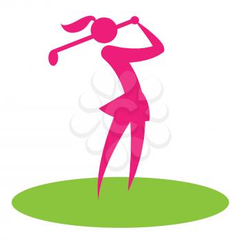 Golf Swing Woman Representing Hobby Golf-Club And Game