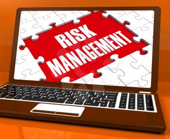 Risk Management On Laptop Showing Risky Analysis And Vulnerable Methods