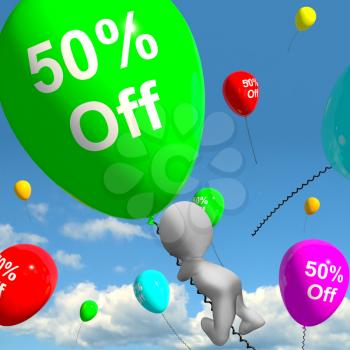 Balloon With 50% Off Shows Discount Of Fifty Percent
