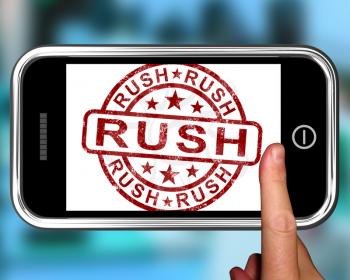 Rush On Smartphone Showing Speed And Urgency
