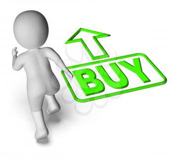 Buy And Running 3D Character Showing Buy Now Shop