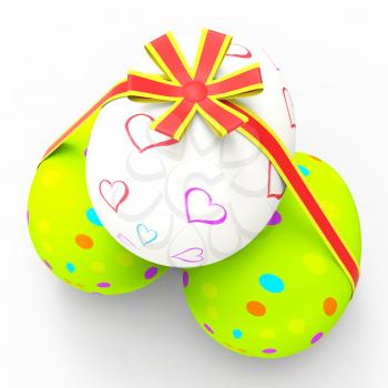 Easter Eggs Showing Bow Backdrop And Backgrounds