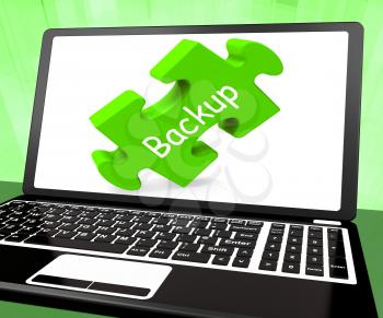 Backup Laptop Showing Data Archiving Back Up And Storage