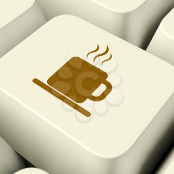 Coffee Mug Icon Computer White Key For Taking A Break