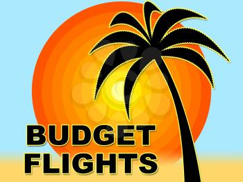 Budget Flights Indicating Low Price And Discount