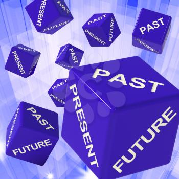 Past, Present, Future Dice Showing Forecasts And Predictions
